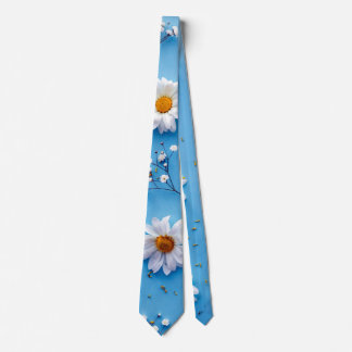 Cravate Floral Daisy Motif - Bleu clair