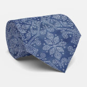 Cravate Floral Damask Line Art sur Denim Blue (Roulé)