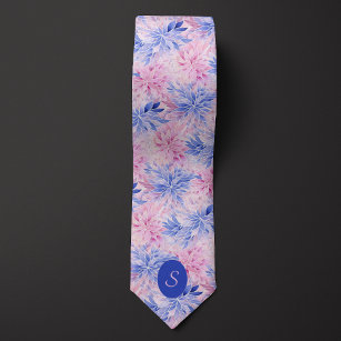 Cravate Floral de Cornflower Bleu & Mauve