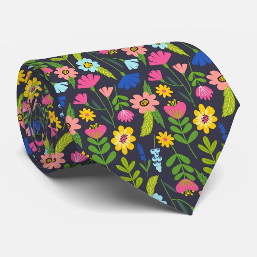Cravate floral d'été coloré (Roulé)