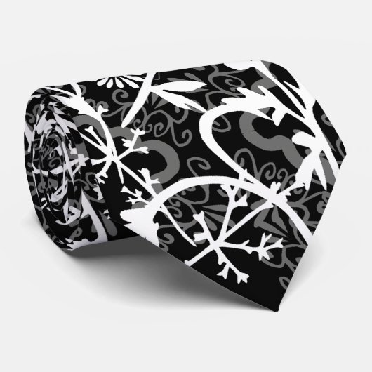 Cravate Floral Flower Gris (Roulé)