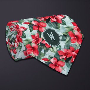 Cravate Floral Gardenias Rouge