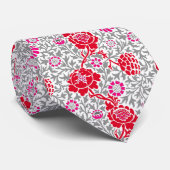 Cravate Floral jacobéen, rouge profond, rose et gris (Roulé)
