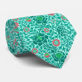 Cravate Floral jacobéen, Turquoise, Aqua & Coral (Roulé)