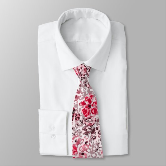 Cravate Floral, léopard, Rouge et blanc, rouge, blanc, spo (Attaché)