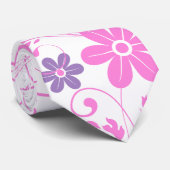 Cravate Floral moderne violet rose (Roulé)