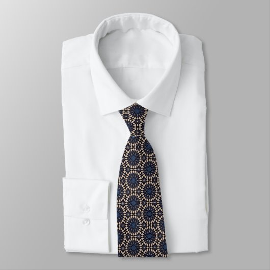 Cravate Floral Network Blue and tan Neck Tie (Attaché)