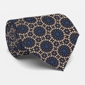 Cravate Floral Network Blue and tan Neck Tie (Roulé)