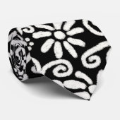 Cravate Floral noir blanc & Fleurs Motif de fleurs (Roulé)