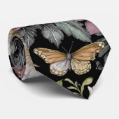 Cravate Floral noir botanique (Roulé)