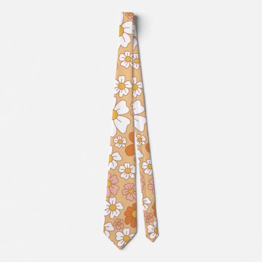 Cravate floral orange et blanc (Devant)