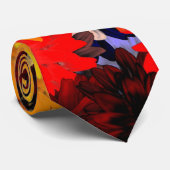 Cravate Floral orange et jaune (Roulé)