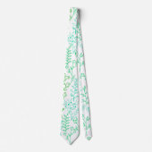 Cravate Floral Pattern classique Vert ton A02. BG blanc (Devant)