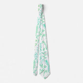 Cravate Floral Pattern classique Vert ton A02. BG blanc (Dos)