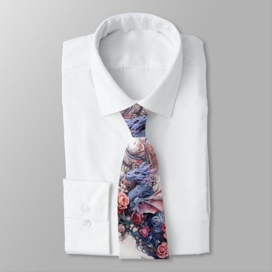 Cravate Floral Pink and Purple Dragon Wedding (Attaché)