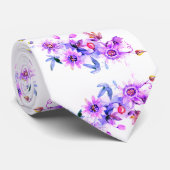 Cravate Floral pourpre (Roulé)