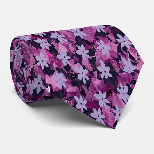 Cravate Floral pourpre (Roulé)