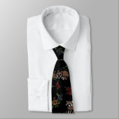 Cravate Floral Raccoons mignon couchant Motif (Attaché)