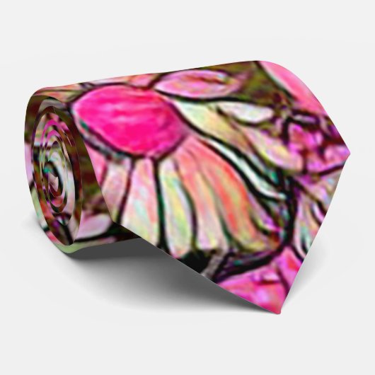 Cravate Floral rose (Roulé)