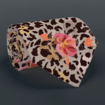 Cravate Floral rose exotique sur Poster de animal léopard<br><div class="desc">Un design très amusant de fleurs roses chaudes et de taches léopards noirs sur un arrière - plan taupe, le cravate de cet homme est cool pour le bureau, une nuit en ville, la cravate mariage, la cravate mariage du marié, les cravates des groommen ou donner en cadeau à votre...</div>