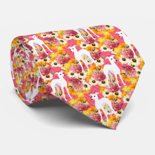 Cravate Floral rose Greyhounds italien