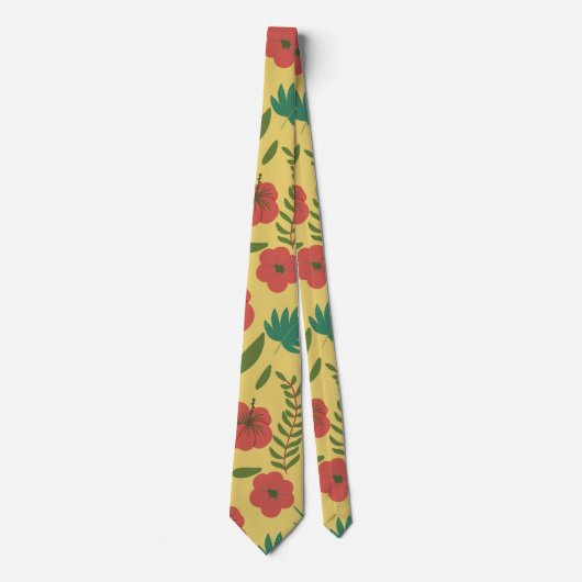 Cravate Floral seamless pattern red yellow green flowers (Devant)