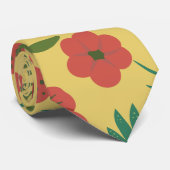 Cravate Floral seamless pattern red yellow green flowers (Roulé)