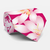 Cravate Floral tropical blanc sur rose (Roulé)
