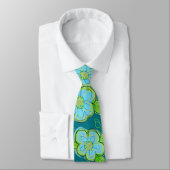 Cravate Floral Turquoise Avec Vert Lime (Attaché)