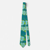 Cravate Floral Turquoise Avec Vert Lime (Devant)