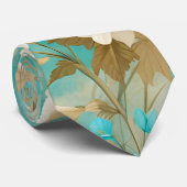 Cravate Floral Turquoise blanc cassé (Roulé)