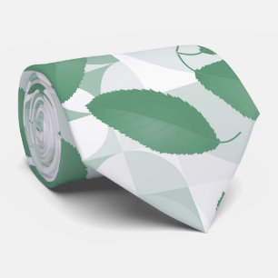 Cravate Floral Turquoise & Blanc Tropical Feuille Motif