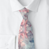 Cravate Floral Turquoise rose gris élégant