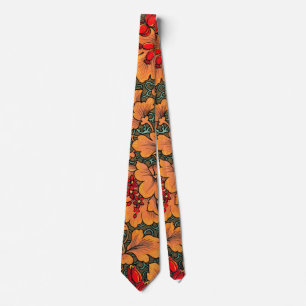 Cravate Floral victorien et feuille Motif Nature Art