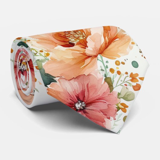 Cravate florale aquarelle (Roulé)