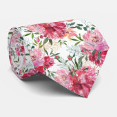 Cravate florale aquarelle rose magenta (Roulé)