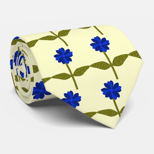 Cravate Florale bleu océan (Roulé)