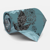 CRAVATE FLORALE BLEU vintage (Roulé)