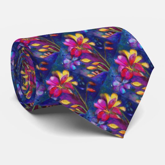 Cravate florale de freesia artistique (Roulé)