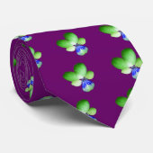 Cravate florale de Pansy vert et bleu (Roulé)