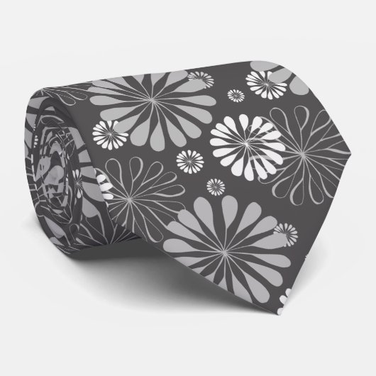 cravate florale grise (Roulé)
