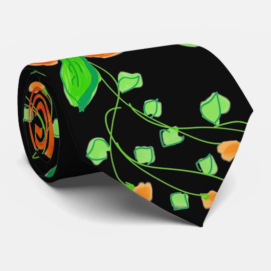 Cravate florale orange moderne (Roulé)