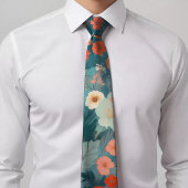 Cravate florale peinte à la main unique