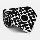 Cravate florale pointillée noire et blanche (Roulé)