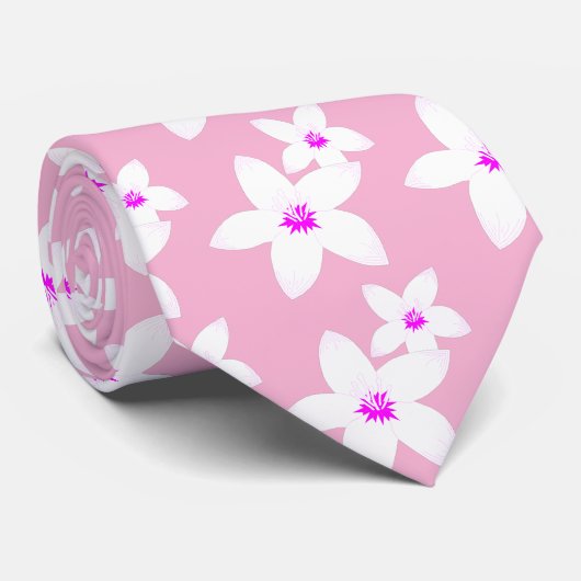 Cravate florale rose clair (Roulé)