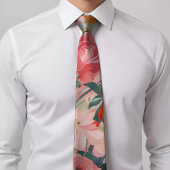 Cravate florale rose et orange