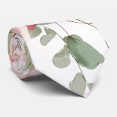 Cravate Florales roses Elégant Mariage Eucalyptus (Roulé)