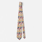 Cravate Flore bleu marine et rose brun (Devant)