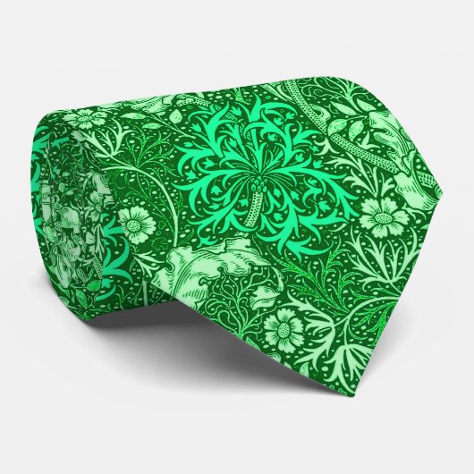 Cravate Flore d'algues Art nouveau, vert émeraude (Roulé)