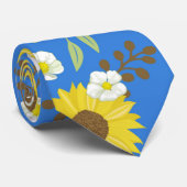 Cravate Flore de Arrière - plan bleu de tournesol jaune (Roulé)